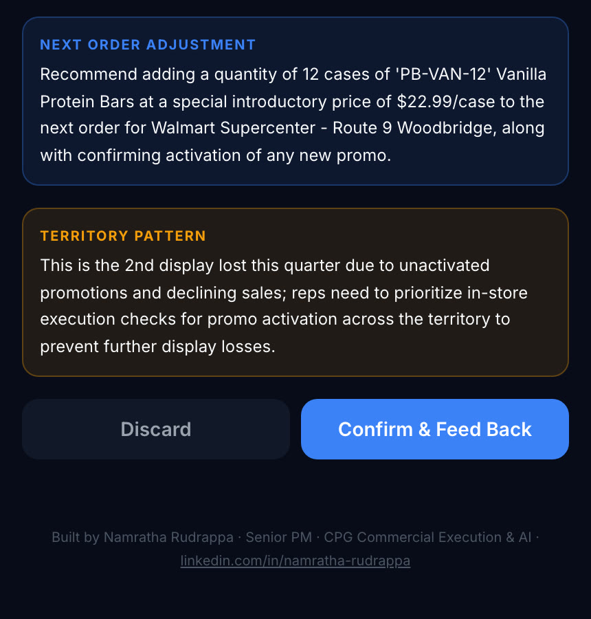 Next order adjustment and territory pattern cards with Discard and Confirm and Feed Back buttons